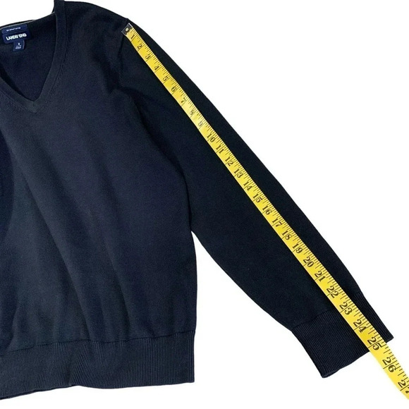 Lands' End Classic 100% Supima Cotton V Neck Lightweight Sweater Size S Black - Picture 10 of 12
